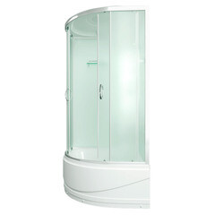Душевая кабина Erlit Comfort 100х100х215 см стекло матовое 4 мм с высоким поддоном полукруг - фото 4