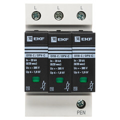 Ограничитель напряжения модульный EKF PROxima 400 В 20 кА 3P (opv-c3) - фото 3