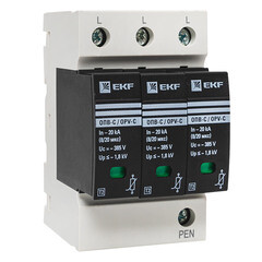 Изображение товара Ограничитель напряжения модульный EKF PROxima 400 В 20 кА 3P (opv-c3)