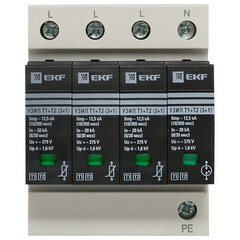 Ограничитель напряжения модульный EKF PROxima T1-T2 275 В 20 кА 4P (OV12-31-506) - фото 7