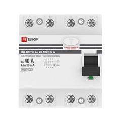 УЗО EKF PROxima ВД-100 40А 3P+N тип A 30 мА 4,5 кА (elcb-4-40-30-em-a-pro) - фото 2