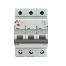 Автоматический выключатель модульный EKF Averes AV-10 3P 25А тип D 10 кА 400 В (mcb10-3-25D-av)