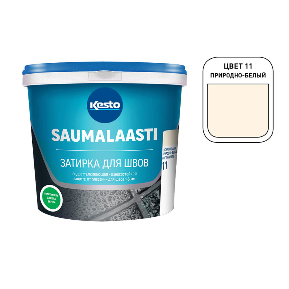 Изображение товара Цементно-полимерная затирка Kesto Saumalaasti 011 природно-белая 1 кг для швов плитки