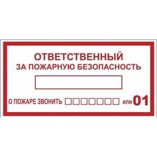 Наклейка знак пожарной безопасности EKF PROxima 100х200 мм Ответственный за пожарную безопасность (10 шт.) (an-4-05)
