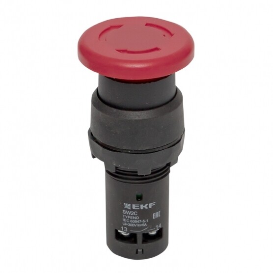Изображение товара Кнопка грибок EKF PROxima SW2C-11MZ 230 В 1NO+1NC IP54 красная