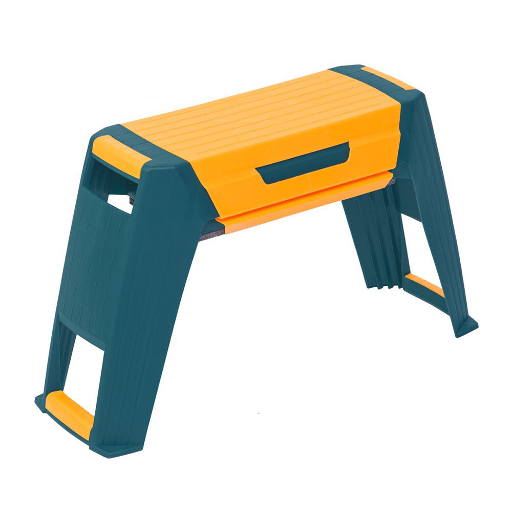 Изображение товара Садовая скамейка Helex оранжево-зеленая 595х195х350 мм с органайзером