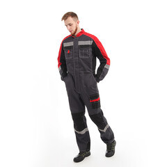 Комбинезон защитный Спрут Формула 52-54 рост 170-176 см серый/красный - фото 11