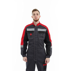 Комбинезон защитный Спрут Формула 52-54 рост 170-176 см серый/красный - фото 7