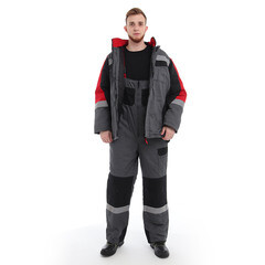 Костюм рабочий мужской утепленный Спрут Формула 56-58 рост 182-188 см серый/красный - фото 5