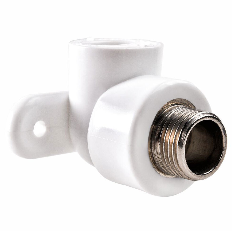 Изображение товара Угол полипропиленовый РВК с креплением 25 мм х 1/2 НР(ш) Россия