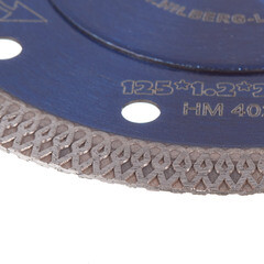 Диск алмазный по керамограниту Hilberg Hard Materials X-type 125x22,2x1,2 мм турбо ультратонкий сухой рез (HM402) - фото 5