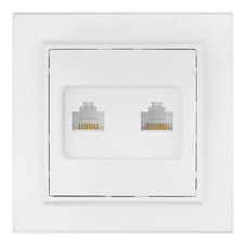 Розетка компьютерная/ телефонная EKF Минск встраиваемая белая RJ11/ RJ45 (ERK00-135-10)