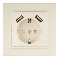 Розетка EKF Минск встраиваемая бежевая с 2хUSB-А (ERR16-028-200-2USB)