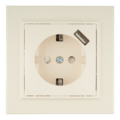 Розетка EKF Минск встраиваемая бежевая с USB-А (ERR16-028-200-USB) - фото 1