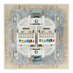 Розетка компьютерная EKF Минск встраиваемая бежевая 2хRJ45 (ERK02-035-20) - фото 4