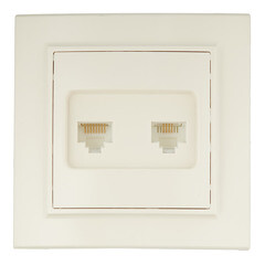 Изображение товара Розетка компьютерная/ телефонная EKF Минск встраиваемая бежевая RJ11/ RJ45 (ERK00-135-20)