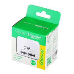 Розетка USB Systeme Electric Glossa встраиваемая белая 2хUSB-A (GSL000133) - фото 3