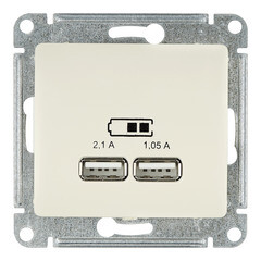 Розетка USB Systeme Electric Glossa встраиваемая бежевая 2хUSB-A (GSL000233) - фото 1