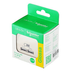 Розетка USB Systeme Electric Glossa встраиваемая бежевая 2хUSB-A (GSL000233) - фото 3