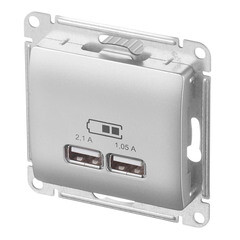 Розетка USB Systeme Electric Glossa встраиваемая алюминий 2хUSB-A (GSL000333) - фото 5