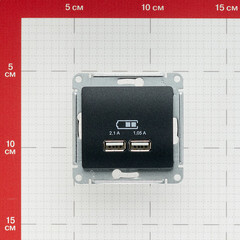 Розетка USB Systeme Electric Glossa встраиваемая антрацит 2хUSB-A (GSL000733) - фото 2