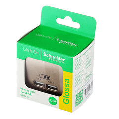 Розетка USB Systeme Electric Glossa встраиваемая титан 2хUSB-A (GSL000433) - фото 5