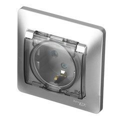 Розетка Systeme Electric Glossa встраиваемая алюминий со шторками с крышкой (GSL000348) - фото 4