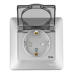 Розетка Systeme Electric Glossa встраиваемая алюминий со шторками с крышкой (GSL000348) - фото 3