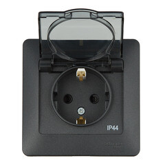 Розетка Systeme Electric Glossa встраиваемая антрацит со шторками с крышкой (GSL000748) - фото 3