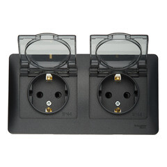 Розетка Systeme Electric Glossa встраиваемая антрацит со шторками с крышкой (GSL000747) - фото 3