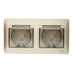 Изображение товара Розетка Systeme Electric Glossa встраиваемая титан со шторками с крышкой (GSL000447)