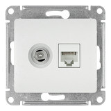 Розетка телевизионная/ компьютерная Systeme Electric Glossa встраиваемая белая TV/ RJ45 (GSL000189)