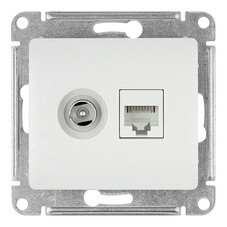 Розетка телевизионная/ компьютерная Systeme Electric Glossa встраиваемая белая TV/ RJ45 (GSL000189)