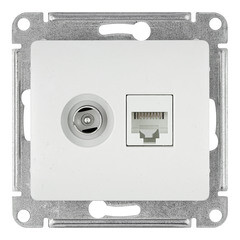 Изображение товара Розетка телевизионная/ компьютерная Systeme Electric Glossa встраиваемая белая TV/ RJ45 (GSL000189)