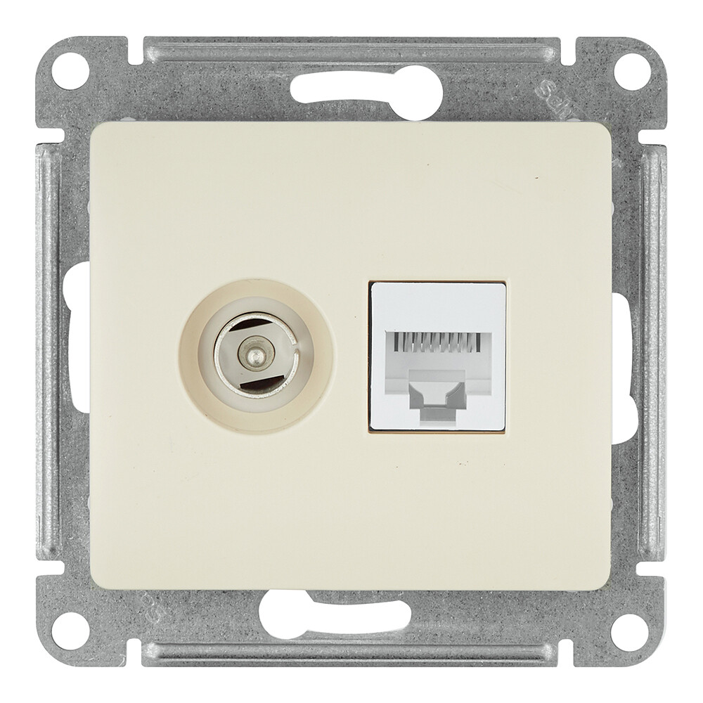 Изображение товара Розетка телевизионная и компьютерная Systeme Electric Glossa IP20 бежевый concealed монтаж