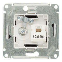 Розетка телевизионная/ компьютерная Systeme Electric Glossa встраиваемая бежевая TV/ RJ45 (GSL000289) - фото 3