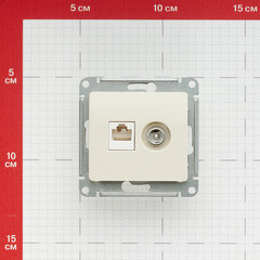 Розетка телевизионная/ компьютерная Systeme Electric Glossa встраиваемая бежевая TV/ RJ45 (GSL000289) - фото 2