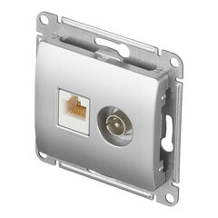 Розетка телевизионная/ компьютерная Systeme Electric Glossa встраиваемая алюминий TV/ RJ45 (GSL000389) - фото 3