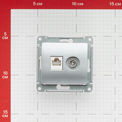 Розетка телевизионная/ компьютерная Systeme Electric Glossa встраиваемая алюминий TV/ RJ45 (GSL000389) - фото 4