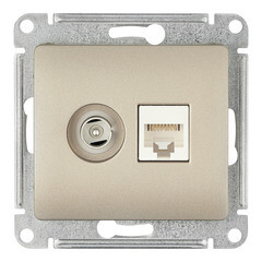 Изображение товара Розетка телевизионная/ компьютерная Systeme Electric Glossa встраиваемая титан TV/ RJ45 (GSL000489)