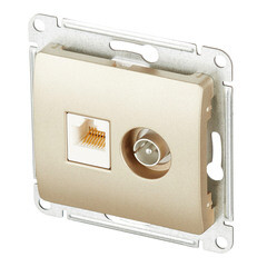 Розетка телевизионная/ компьютерная Systeme Electric Glossa встраиваемая титан TV/ RJ45 (GSL000489) - фото 4