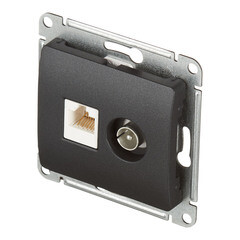 Розетка телевизионная/ компьютерная Systeme Electric Glossa встраиваемая антрацит TV/ RJ45 (GSL000789) - фото 4