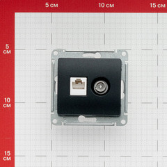 Розетка телевизионная/ компьютерная Systeme Electric Glossa встраиваемая антрацит TV/ RJ45 (GSL000789) - фото 2