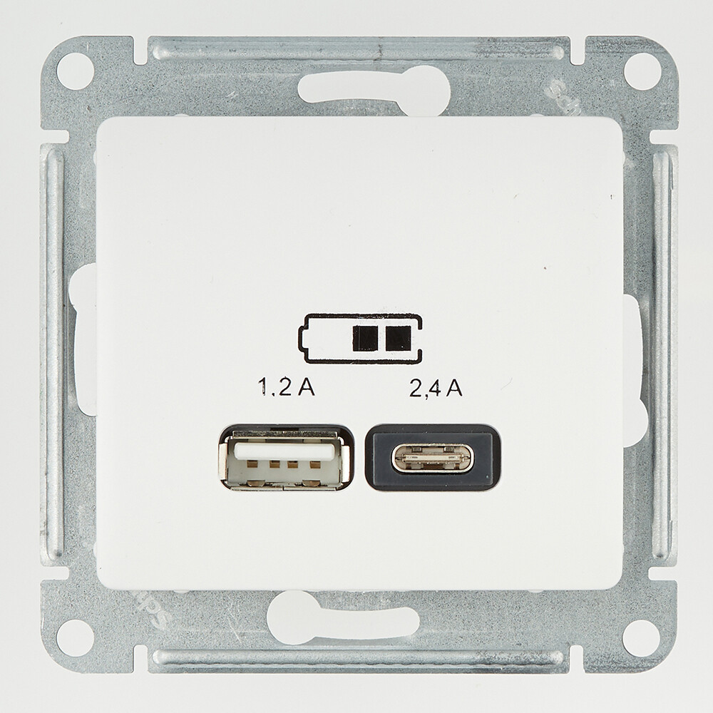 Изображение товара Розетка USB Systeme Electric Glossa встраиваемая белая с USB-A и Type-C