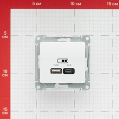 Розетка USB Systeme Electric Glossa встраиваемая белая USB-A/ Type-C (GSL000139) - фото 3
