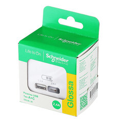 Розетка USB Systeme Electric Glossa встраиваемая белая USB-A/ Type-C (GSL000139) - фото 2