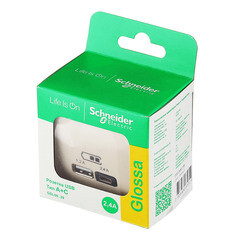 Розетка USB Systeme Electric Glossa встраиваемая бежевая USB-A/ Type-C (GSL000239) - фото 3