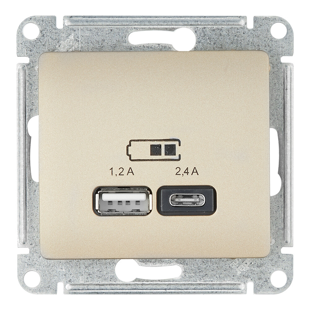 Изображение товара Розетка USB Systeme Electric Glossa встраиваемая титан GSL000439 2 гнезда