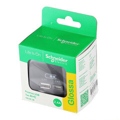 Розетка USB Systeme Electric Glossa встраиваемая антрацит USB-A/ Type-C (GSL000739) - фото 3