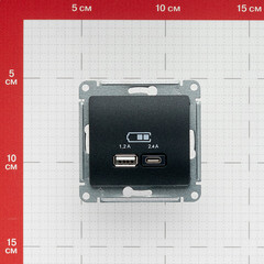 Розетка USB Systeme Electric Glossa встраиваемая антрацит USB-A/ Type-C (GSL000739) - фото 2